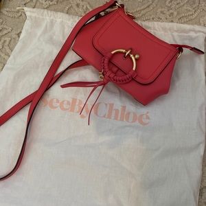 See by Chloe mini Joan red/ pink leather crossbody bag